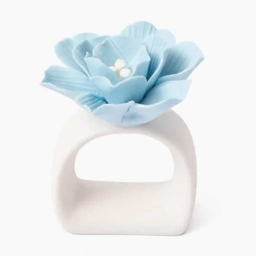 Mrs. Alice Soft Blue Fiore Napkin Rings (Set of 4)< Summer Table Linen | Napkin Rings & Bows