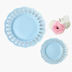 Mrs. Alice Soft Blue Lace Dinner & Starter Plates (Set of 8)< Summer Crockery | Crockery Sets
