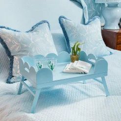 Mrs. Alice Soft Blue Lacquer Breakfast Tray< Trays | For Her
