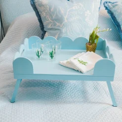 Mrs. Alice Soft Blue Lacquer Breakfast Tray< Trays | For Her
