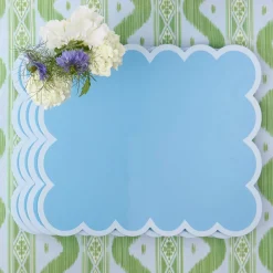 Mrs. Alice Soft Blue Scalloped Lacquer Placemats (Set of 4)< Summer Table Linen | Placemats