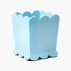 Mrs. Alice Soft Blue Scalloped Lacquer Waste Paper Bin< For Her | For Him