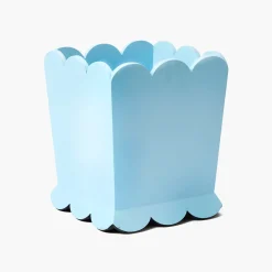 Mrs. Alice Soft Blue Scalloped Lacquer Waste Paper Bin< For Her | For Him