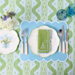 Mrs. Alice Soft Blue Scalloped Lacquer Placemats (Set of 4)< Summer Table Linen | Placemats