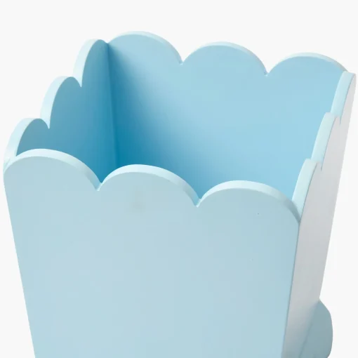 Mrs. Alice Soft Blue Scalloped Lacquer Waste Paper Bin< For Her | For Him