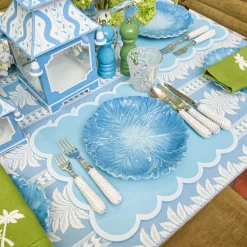 Mrs. Alice Soft Blue Scalloped Lacquer Placemats (Set of 4)< Summer Table Linen | Placemats