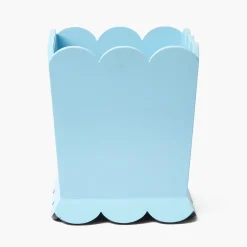 Mrs. Alice Soft Blue Scalloped Lacquer Waste Paper Bin< For Her | For Him