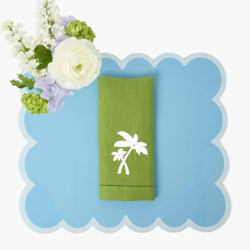 Mrs. Alice Soft Blue Scalloped Lacquer Placemats (Set of 4)< Summer Table Linen | Placemats