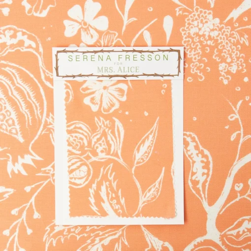 Mrs. Alice Soft Coral Chelsea Square Fabric< Serena Fresson Fabrics