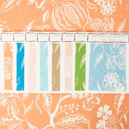 Mrs. Alice Soft Coral Chelsea Square Fabric< Serena Fresson Fabrics