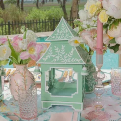 Mrs. Alice Soft Green Chinoiserie Pagoda Lantern< Year-round Decorations | Pagodas & Lanterns