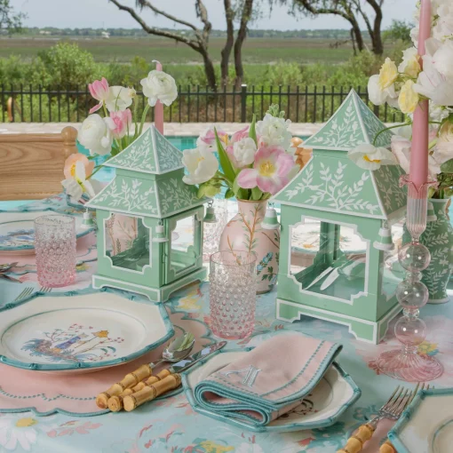 Mrs. Alice Soft Green Chinoiserie Pagoda Lantern< Year-round Decorations | Pagodas & Lanterns