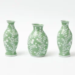 Mrs. Alice Soft Green Hand Painted Tole Bud Vases (Set of 3)< Vases | Vases & Planters