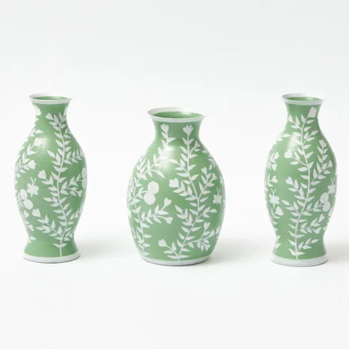 Mrs. Alice Soft Green Hand Painted Tole Bud Vases (Set of 3)< Vases | Vases & Planters