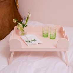 Mrs. Alice Soft Pink Lacquer Breakfast Tray< Trays | For Her