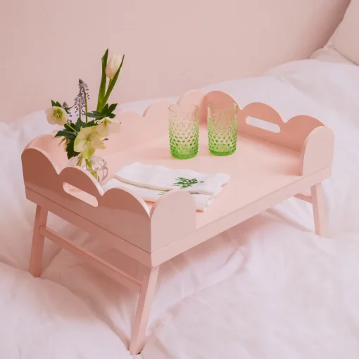 Mrs. Alice Soft Pink Lacquer Breakfast Tray< Trays | For Her