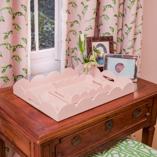 Mrs. Alice Soft Pink Lacquer Tray< Trays | For Her