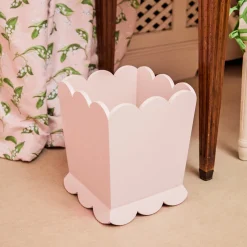 Mrs. Alice Soft Pink Scalloped Lacquer Waste Paper Bin< For Her | Pretty In Pink