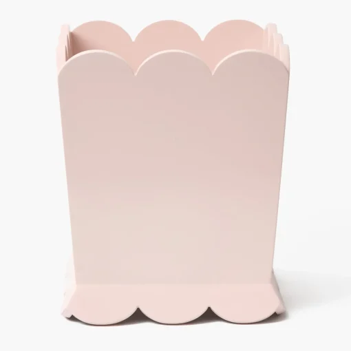 Mrs. Alice Soft Pink Scalloped Lacquer Waste Paper Bin< For Her | Pretty In Pink