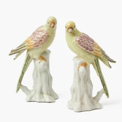 Mrs. Alice Soft Yellow Porcelain Parrot (Pair)< Year-round Decorations