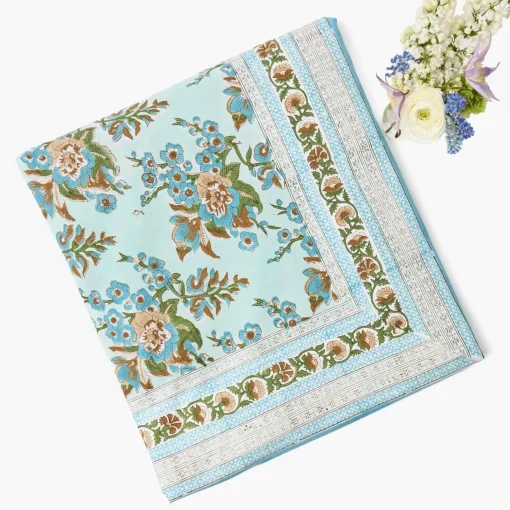 Mrs. Alice Sophia Blockprint Tablecloth< Summer Table Linen | Tablecloths