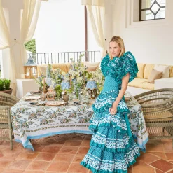 Mrs. Alice Sophia Blockprint Tablecloth< Summer Table Linen | Tablecloths