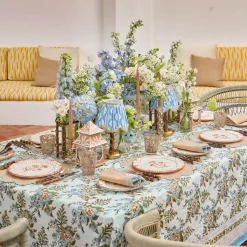 Mrs. Alice Sophia Blockprint Tablecloth< Summer Table Linen | Tablecloths