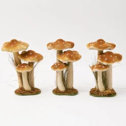 Mrs. Alice Tall Caramel Velvet Mushrooms (Set of 3)< Year-round Decorations | Autumn Decorations