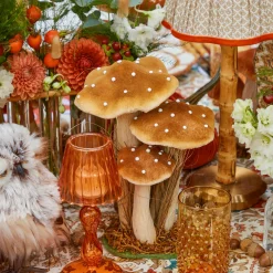 Mrs. Alice Tall Caramel Velvet Mushrooms (Set of 3)< Year-round Decorations | Autumn Decorations
