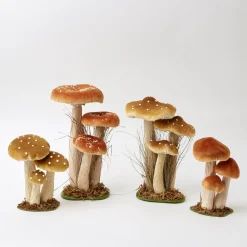 Mrs. Alice Tall Caramel Velvet Mushrooms (Set of 3)< Year-round Decorations | Autumn Decorations