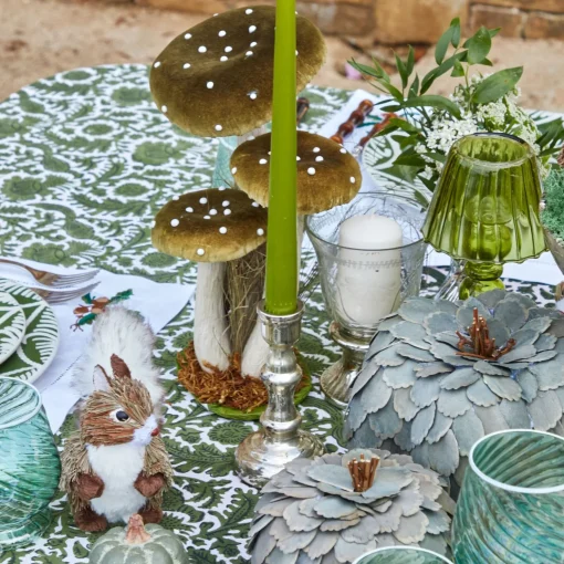 Mrs. Alice Tall Green Velvet Mushrooms (Set of 3)< Year-round Decorations | Autumn Decorations