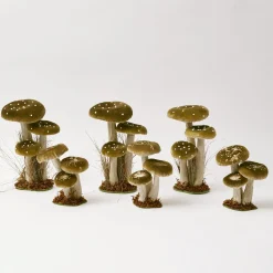 Mrs. Alice Tall Green Velvet Mushrooms (Set of 3)< Year-round Decorations | Autumn Decorations