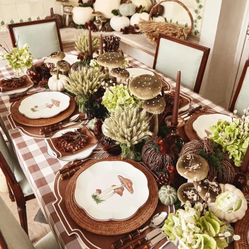 Mrs. Alice Tall Green Velvet Mushrooms (Set of 3)< Year-round Decorations | Autumn Decorations