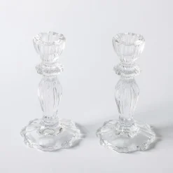 Mrs. Alice Tall Lace Edge Candle Holders (Pair)< Candle Holders