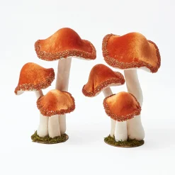Mrs. Alice Tall Orange Glitter Mushrooms (Pair)< Year-round Decorations