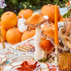 Mrs. Alice Tall Orange Glitter Mushrooms (Pair)< Year-round Decorations