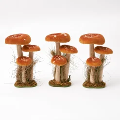 Mrs. Alice Tall Orange Velvet Mushrooms (Set of 3)< Year-round Decorations | Autumn Decorations