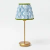 Mrs. Alice Tall Rechargeable Lamp with Blue & Green Ikat Shade (18cm)< Rechargeable Table Lamps | For Her