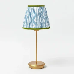 Mrs. Alice Tall Rechargeable Lamp with Blue & Green Ikat Shade (18cm)< Rechargeable Table Lamps | For Her