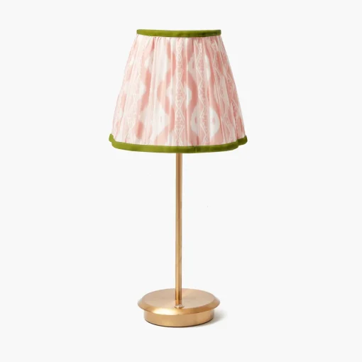 Mrs. Alice Tall Rechargeable Lamp with Pink & Green Ikat Shade (18cm)< Rechargeable Table Lamps