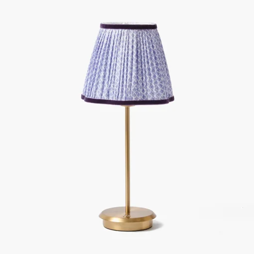 Mrs. Alice Tall Rechargeable Lamp with Lilac Lotus Shade (18cm)< Rechargeable Table Lamps