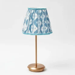 Mrs. Alice Tall Rechargeable Lamp with Blue Ikat Shade (18cm)< Rechargeable Table Lamps