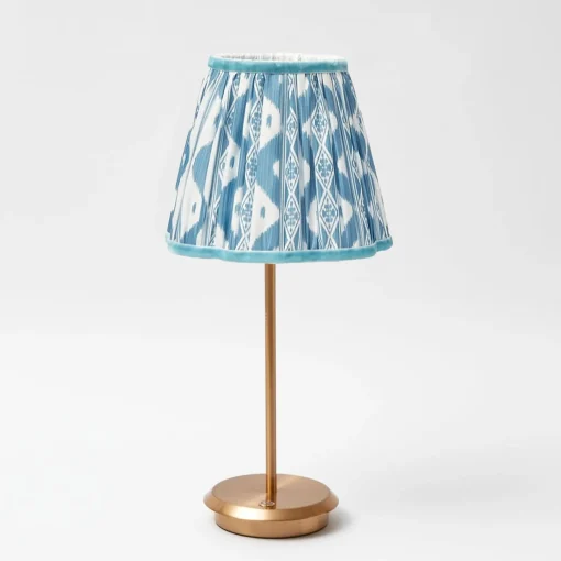 Mrs. Alice Tall Rechargeable Lamp with Blue Ikat Shade (18cm)< Rechargeable Table Lamps