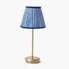 Mrs. Alice Tall Rechargeable Lamp with Cobalt Lotus Shade (18cm)< Rechargeable Table Lamps