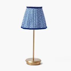 Mrs. Alice Tall Rechargeable Lamp with Cobalt Lotus Shade (18cm)< Rechargeable Table Lamps