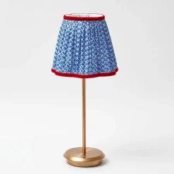 Mrs. Alice Tall Rechargeable Lamp with Cobalt & Red Lotus Shade (18cm)< Rechargeable Table Lamps