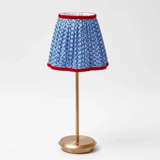 Mrs. Alice Tall Rechargeable Lamp with Cobalt & Red Lotus Shade (18cm)< Rechargeable Table Lamps