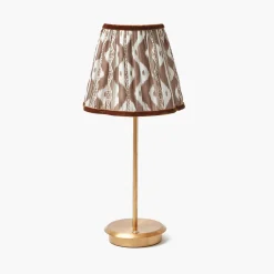 Mrs. Alice Tall Rechargeable Lamp with Chocolate Ikat Shade (18cm)< Rechargeable Table Lamps
