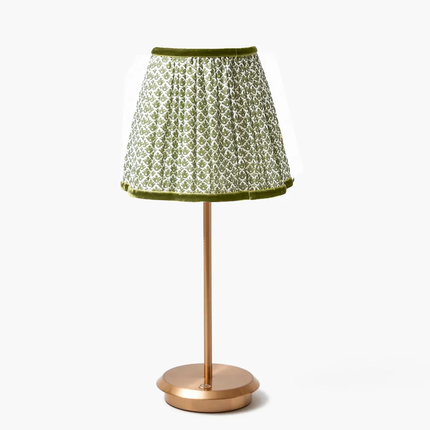 Mrs. Alice Tall Rechargeable Lamp with Olive Lotus Shade (18cm)< Rechargeable Table Lamps