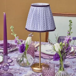 Mrs. Alice Tall Rechargeable Lamp with Lilac Lotus Shade (18cm)< Rechargeable Table Lamps